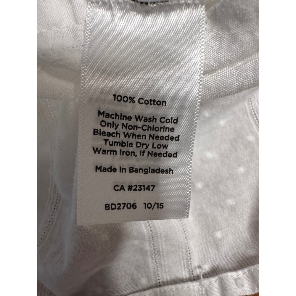 Talbots White Swiss Dot Pintuck 100% Cotton 3/4 Sleeve Button Down Blouse M - Picture 4 of 6